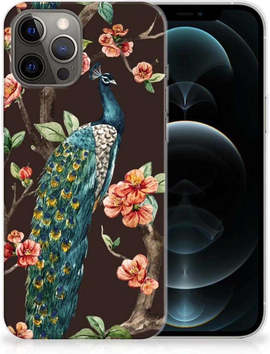 iPhone 12 Pro Max TPU Hoesje Pauw met Bloemen