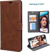 EmpX.nl Samsung J7 2017 TPU/Kunstleer Bruin Boekhoesje | J7 2017 Bookcase Hoesje | Flip Hoes Wallet