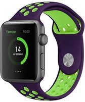 watchbands-shop.nl bandje - bandje geschikt voor Apple Watch Series 1/2/3 (38mm) - GroenPaars - S/M