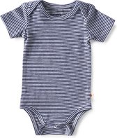 Little Label - romper korte mouw - small stripe navy - maat: 56 - bio-katoen