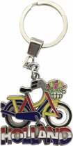 Sleutelhanger Fiets Geel/blauw Met Tulpenmand Holland - Souvenir