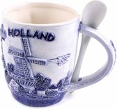Beker met lepel Delfts Blauw Holland - Zuiderzee