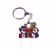 Sleutelhanger Fiets Rood/oranje Met Tulpenmand Holland - Souvenir