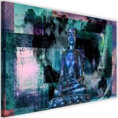 Schilderij Boeddha voor abstracte achtergrond , 2 maten , blauw zwart (wanddecoratie)