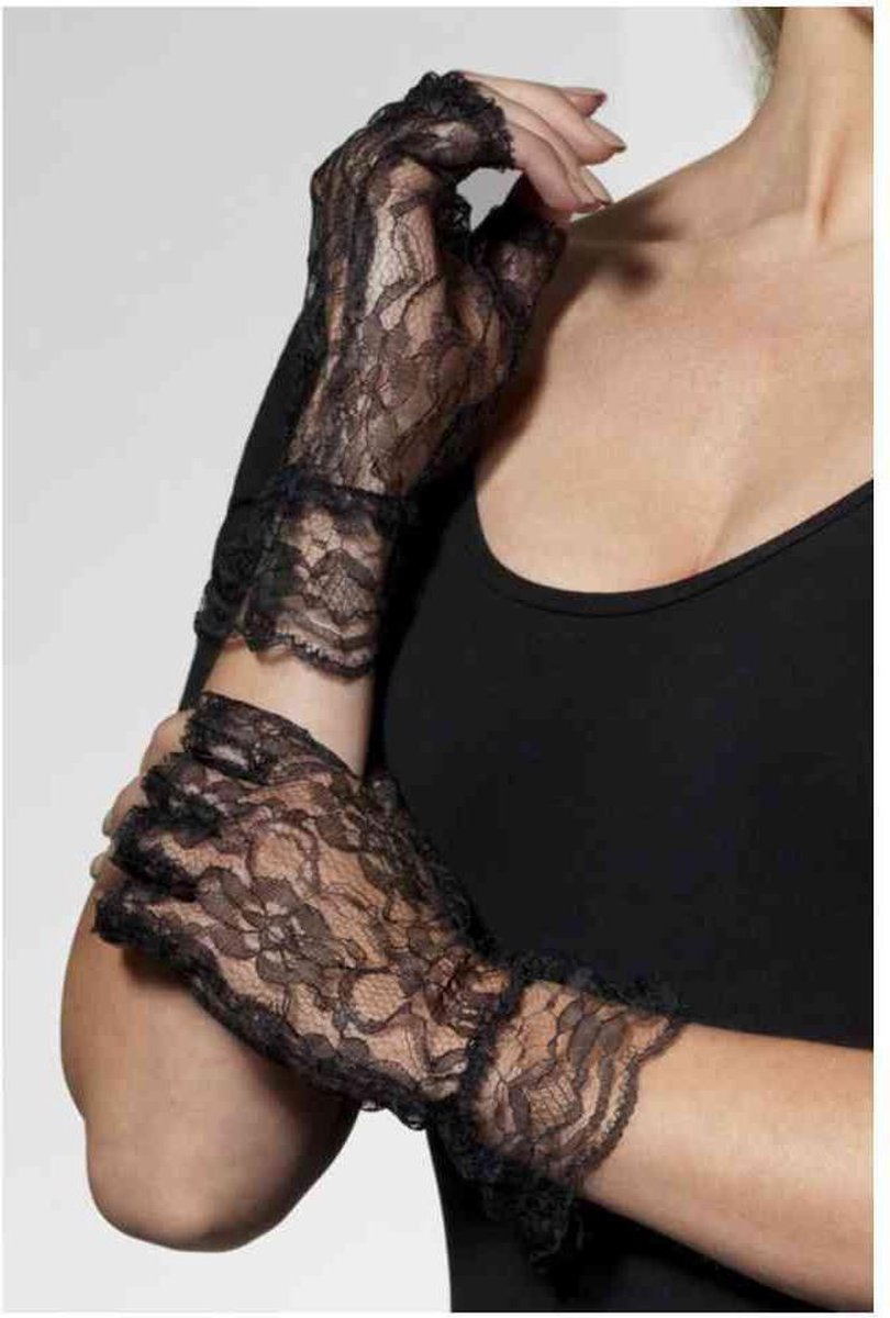 Goedkoopste Zwarte korte kanten vingerloze handschoenen