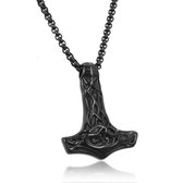 Mendes heren ketting Edelstaal Viking Thors Hamer Zwart