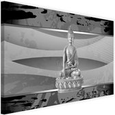 Schilderij Boeddha abstractie, 2 maten, zwart-wit, Premium print