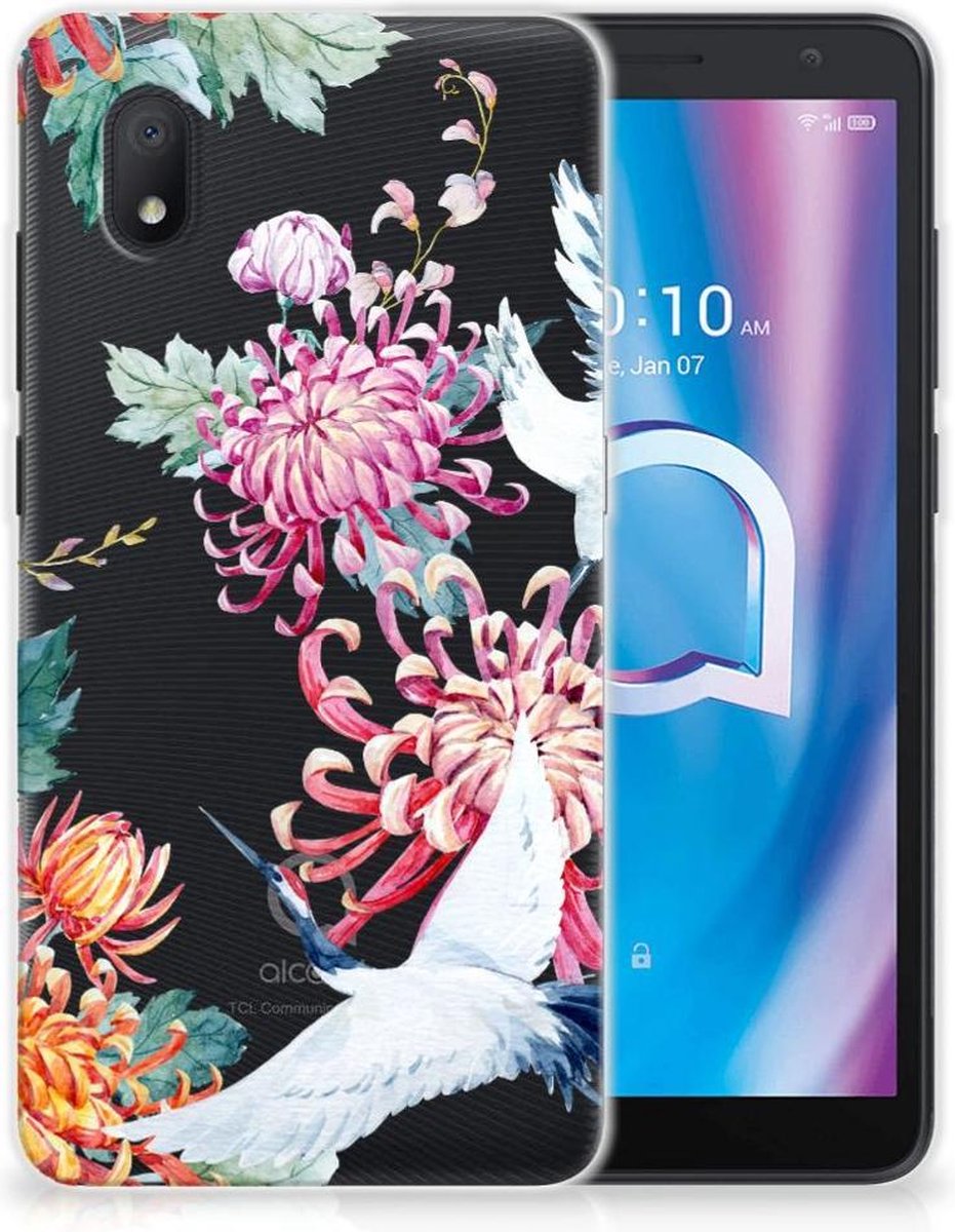 Alcatel 1B (2020) TPU Hoesje Bird Flowers
