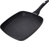 Zwarte grilpan met anti-aanbak laag 26 cm - Keukenbenodigdheden - Kookbenodigdheden - Koken - Vlees braden - Pannen - Aluminium grillpannen/koekenpannen