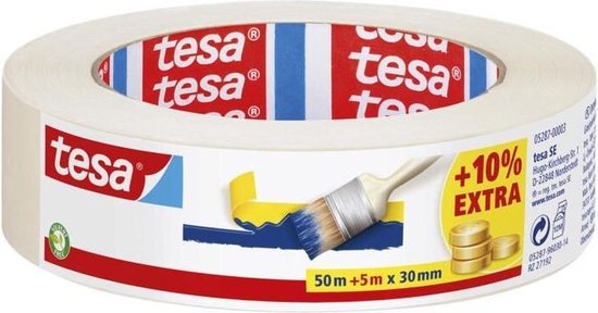 Afplaktape/schilderstape 30 mm x 55 m - Verf afplakband/tape - Maskeertape  - Tesa... | bol.com