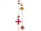 Lange zilveren collier halsketting roos goud verguld Model Inspired Beauty gezet met roze en bruine stenen