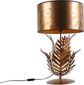 QAZQA botanica - Landelijke Tafellamp met kap - 1 lichts - H 60 cm - Brons - Woonkamer | Slaapkamer