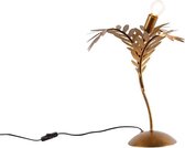 QAZQA botanica - Landelijke Tafellamp - 1 lichts - H 40 cm - Goud/messing -  Woonkamer | Slaapkamer