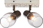 BRILLIANT Tolosa spot bar 2-vlammen crème / rookglas binnenverlichting, spots, balken | 2x D45, E14, 6W, geschikt voor hanglampen (niet inbegrepen) | A ++ | Draaibare hoofden