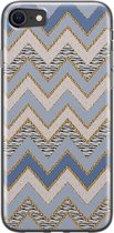 iPhone SE 2020 hoesje siliconen - Retro zigzag - Soft Case Telefoonhoesje - Print / Illustratie - Transparant, Multi