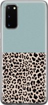 Leuke Telefoonhoesjes - Hoesje geschikt voor Samsung Galaxy S20 - Luipaard mint - Soft case - TPU - Luipaardprint - Blauw