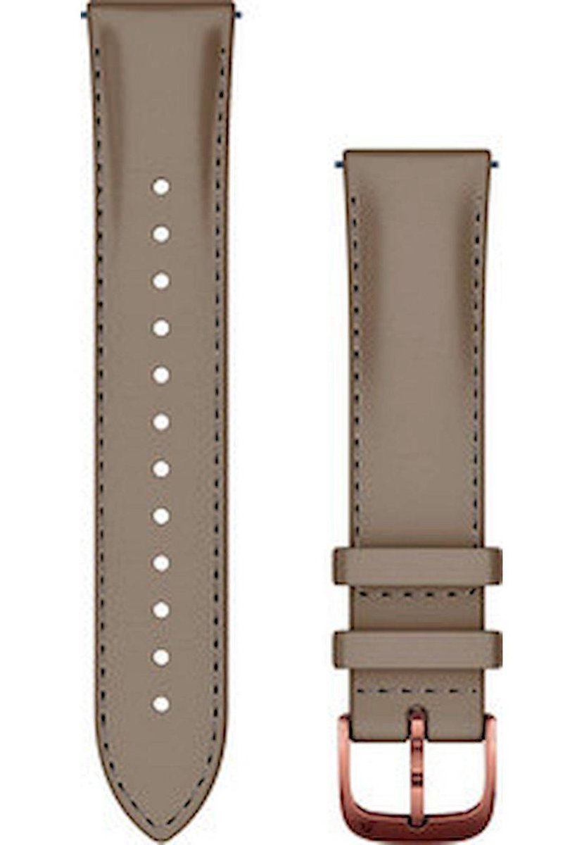 Quick release Italian Leather polsband 20mm lichtbruin, roségouden PVD gesp