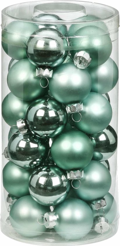 30x Mint groene kleine kerstballen 4 cm glans en mat - Kerstboomversiering mint... | bol.com