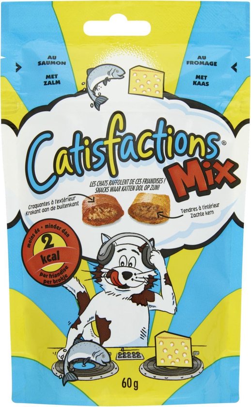Catisfactions Kattensnoepjes - Mix - Zalm/Kaas - Kattensnack - 60 g
