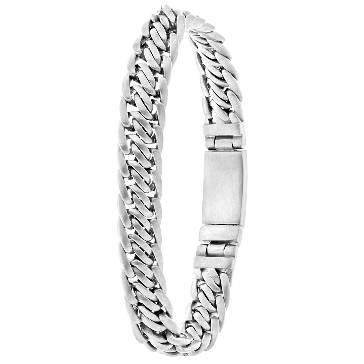 Lucardi Heren Armband mat - Staal - Armband - Vaderdag Cadeautje - 19 cm - Zilverkleurig