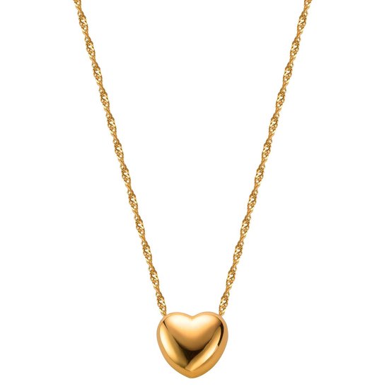 Lucardi Dames Ketting hanger hart - 14 karaat goud - Ketting - Cadeau - Moederdag - 42 cm - Geelgoud