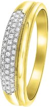 Lucardi Dames Ring met 46 diamanten 0,11ct - Ring - Cadeau - Moederdag - 14 Karaat Goud - Geelgoud