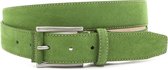 JV Belts - Groene suede riem unisex 3.5 cm breed - Geel - Sportief - Echt Leer/Nubuck - Taille: 100cm - Totale lengte riem: 115cm