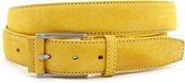 Gele nubuck riem unisex 3.5 cm breed - Geel - Sportief - Echt Leer/Nubuck - Taille: 110cm - Totale lengte riem: 125cm