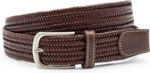 Miguel Bellido Sport Kastanjebruine elastische riem - heren en dames riem - 3.5 cm breed - Kastanje Bruin - Echt Leer/Elastiek - Taille: 105cm - Totale lengte riem: 120cm