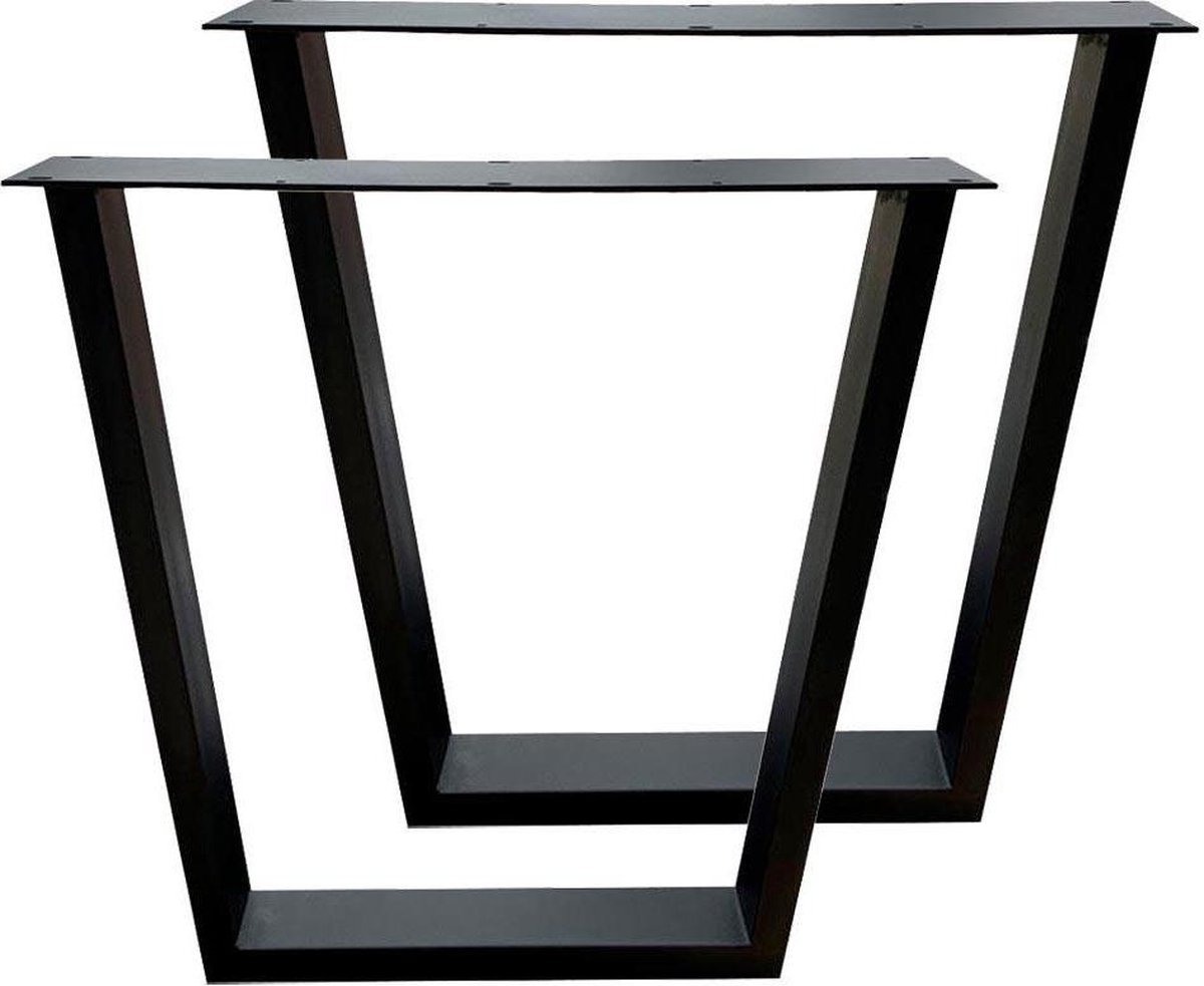 FLE - Stalen tafelpoot zwart taps 75 bij 10 cm en hoogte 72 cm (koker 4 x 10 cm) - 2 stuks
