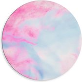 Dibond Wandcirkel - Roze/Blauwe Wolken - 80x80cm Foto op Aluminium Wandcirkel (met ophangsysteem)