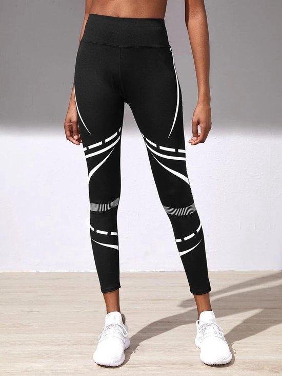 Hedendaags progressief Vul in High waist sport legging dames zwart met witte strepen | SHEIN | maat L |  bol.com