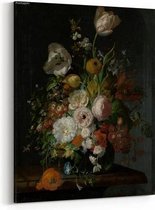 Schilderij - Stilleven met bloemen in een glazen vaas — 60x90 cm