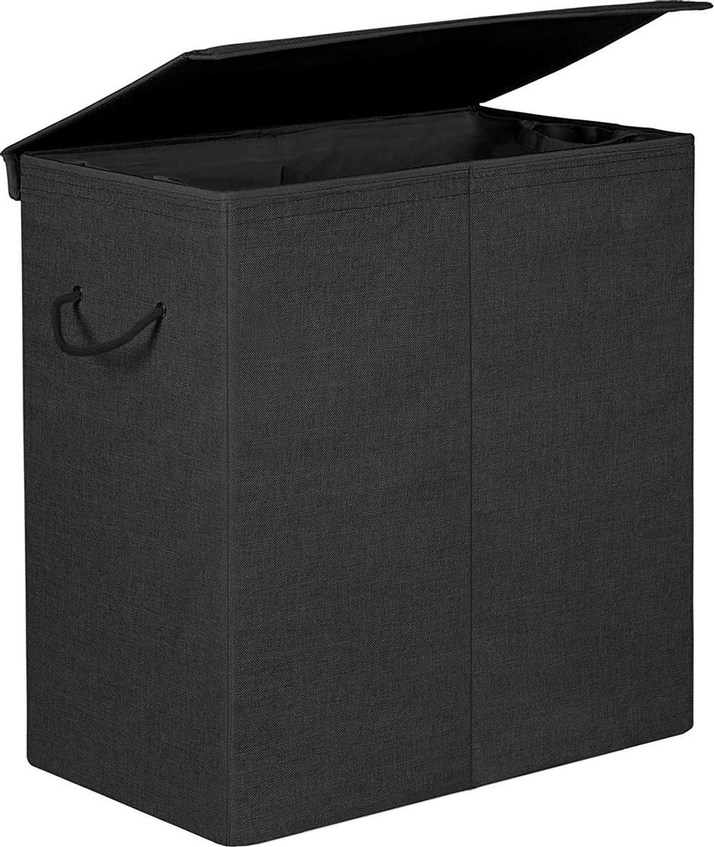 Goedkoopste Nancy's Zwarte Wasmand - Wasmanden met deksel - Opvouwbaar - 69.25 x 39.4 x 5.6 cm