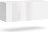 Hangend TV meubel Wit & Hoogglans Wit – 100x38x40 cm – Zwevend TV meubel met Led Verlichting – TV Kast Clean Design – Perfecthomeshop
