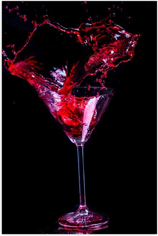 Poster – Rode Drank in Cocktail Glas - 80x120cm Foto op Posterpapier