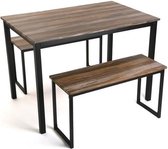 Set met tafel en bank Bruin Hout