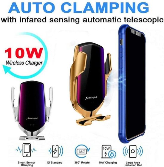 Qi Chargeur Induction sans Fil Voiture, Automatic Clamping Chargeur  Induction Voiture Rotation 360° Chargeur Telephone