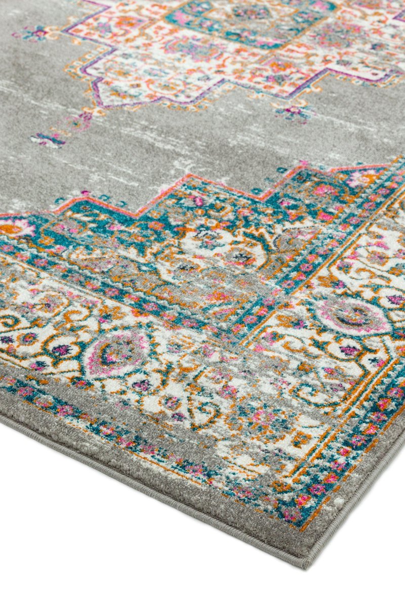 Easy Living - colt-medallion-grey Vloerkleed - 200x290  - Rechthoek - Laagpolig,Vintage Tapijt - Klassiek - Meerkleurig