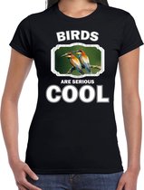 Dieren vogels t-shirt zwart dames - birds are serious cool shirt - cadeau t-shirt bijeneter vogel/ vogels liefhebber M