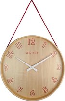 NeXtime NE-3233RO Wandklok Loop Ø26 Hout Rood