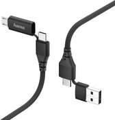 Hama 4in1-Type-C-kabel Met Micro-USB- En USB-A-adapter 1,5 M Zwart