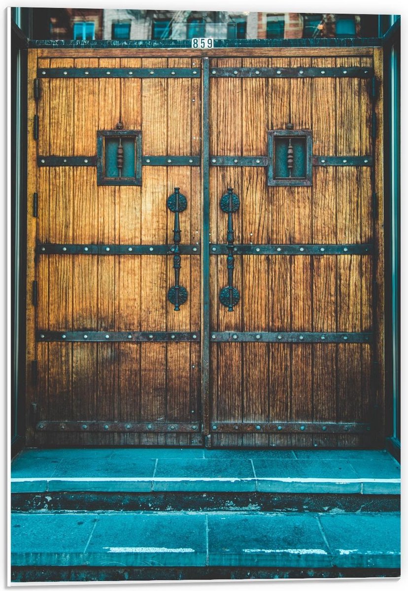 Forex - Houten Voordeuren - 40x60cm Foto op Forex