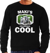 Dieren maki apen sweater zwart heren - makis are serious cool trui - cadeau sweater maki/ maki apen liefhebber XL