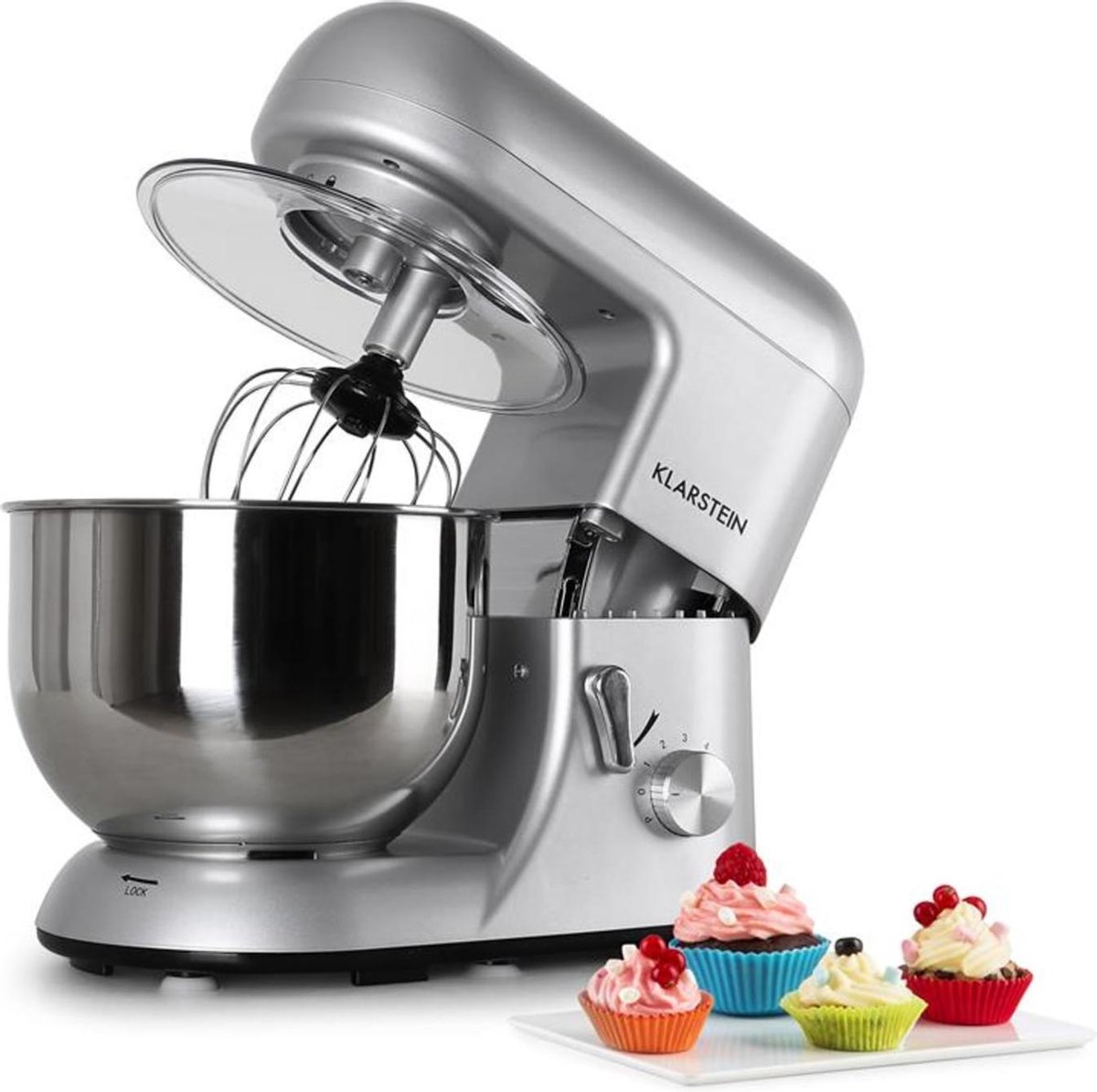 Klarstein Bella Zilver 1200W 5.2l Roestvrijstaal keukenmachine