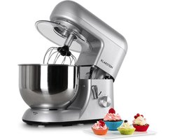 Klarstein keukenmachine, Knetmaschine met 5L kom, 1800W Profi keukenmachine met Knethaken en Schneebesen, Universal keukenmachine met 6 standen, Teigmaschine zum roeren, Kneten en Aufschlagen - Keukenmachine,2L - voor Keuken - Garde - RVS