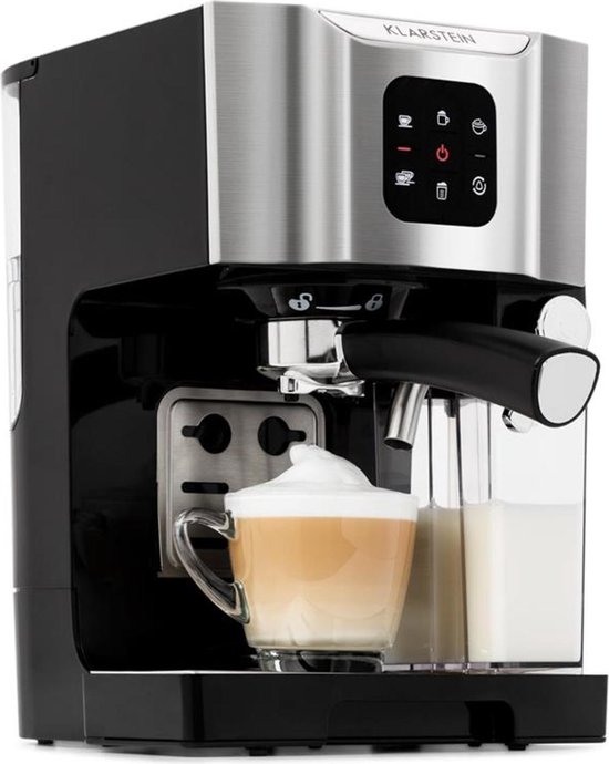 Klarstein BellaVita koffiezetapparaat - Koffiemachine met melkopschuimer en melkreservoir - Watertank 1,4 liter - 20 bar - 3-in-1 voor espresso, cappuccino en latte macchiato - Zilver