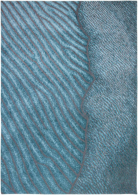 9132 Waves Shores Blue Nile Vloerkleed - 170x240  - Rechthoek - Laagpolig Tapijt - Modern - Blauw, Grijs