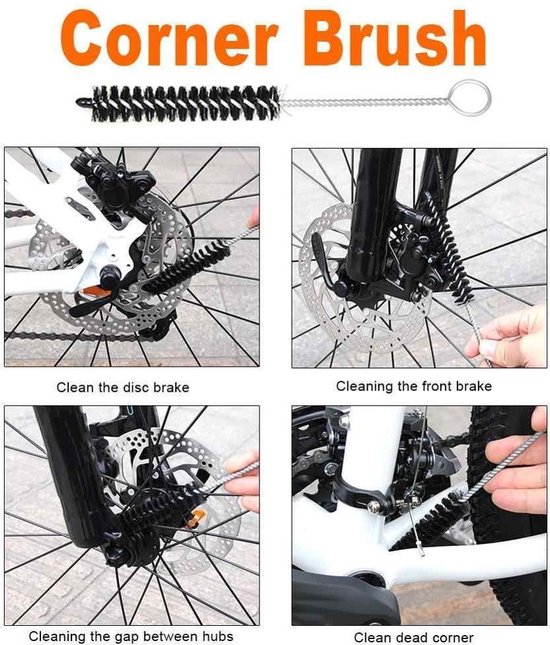 6pcs Professional MTB Road Bike Nettoyage Outils Pneu Chaîne GAP Cleaner Brush 