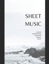 Sheet Music 4 staves without clefs landscape 120 pages 8.5 x11